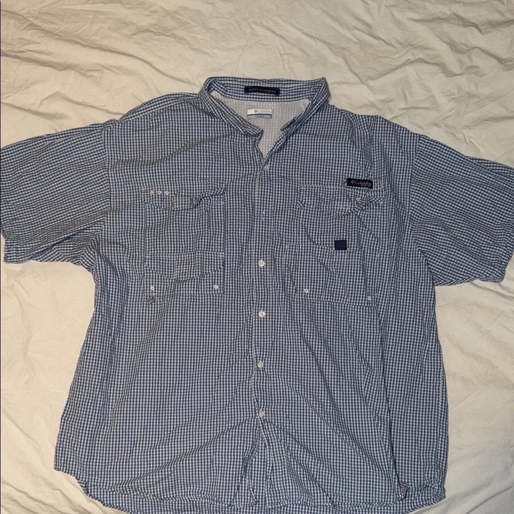 Columbia PFG Men's Blue Checkered Shirt Size 3XL